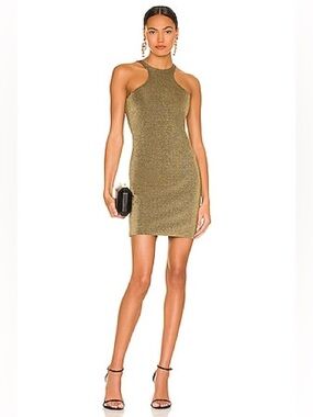 All Saints Full Back Zip Norma Dress in Gold Women’s Size 4